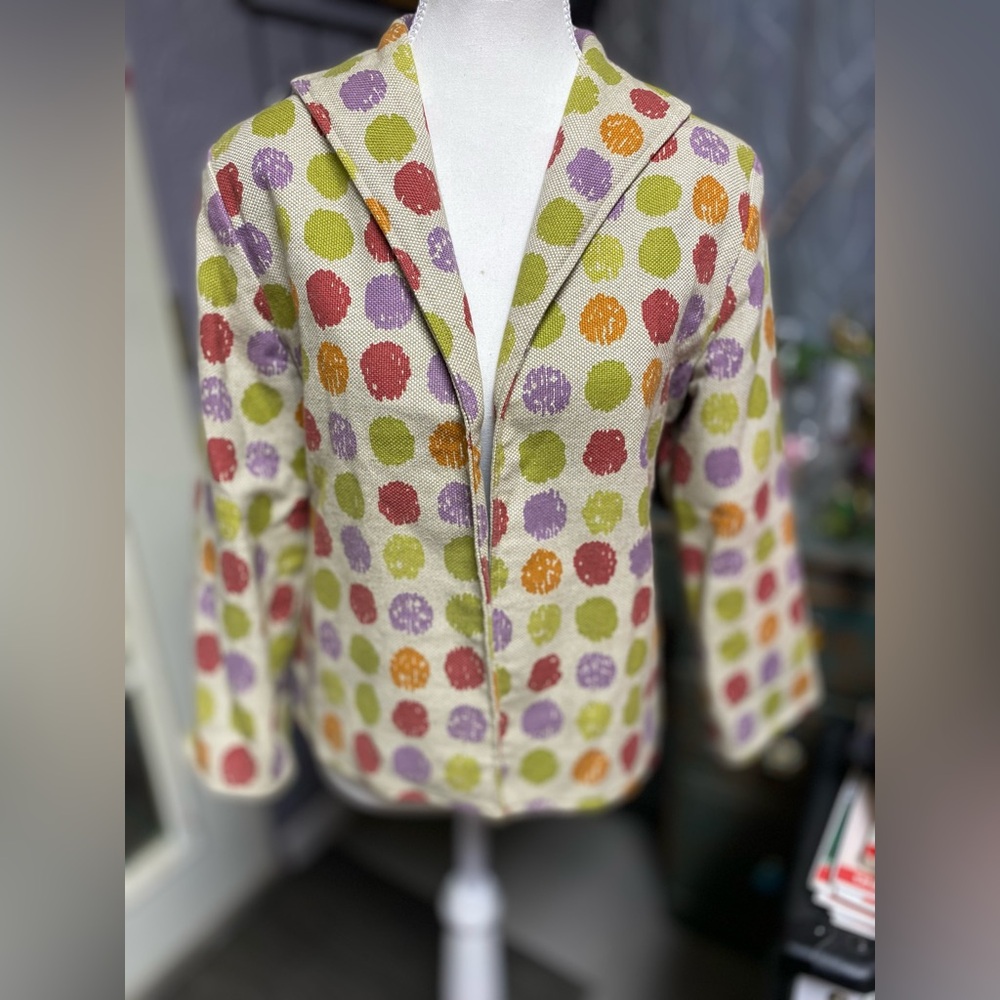 Painted Pony Polka Dot Women's Vintage Blazer in Multicolor open front small